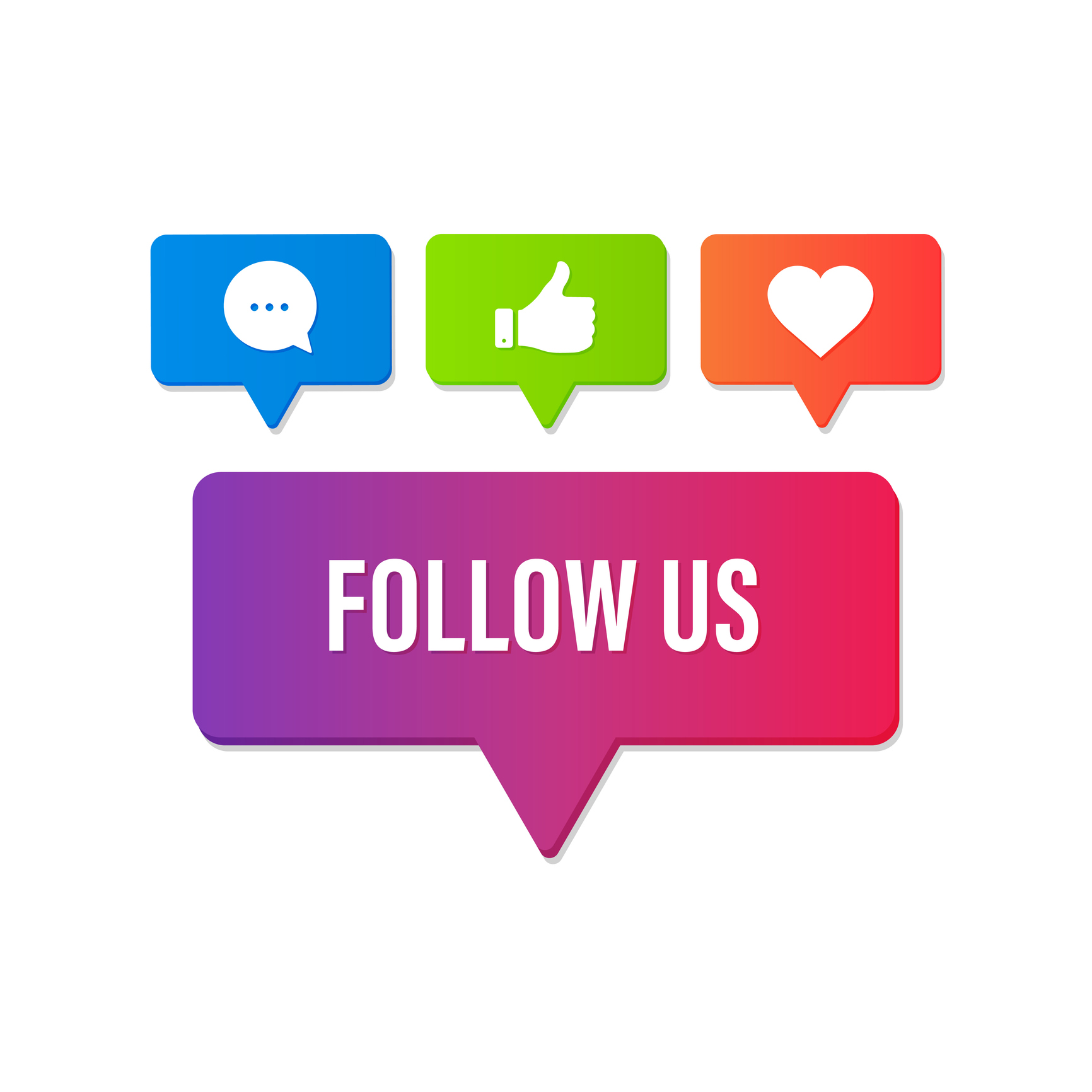 Follow us button on a white background.
